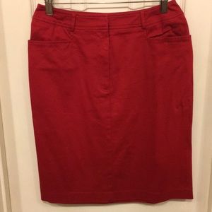 Nygard red pencil skirt with pockets.  8
